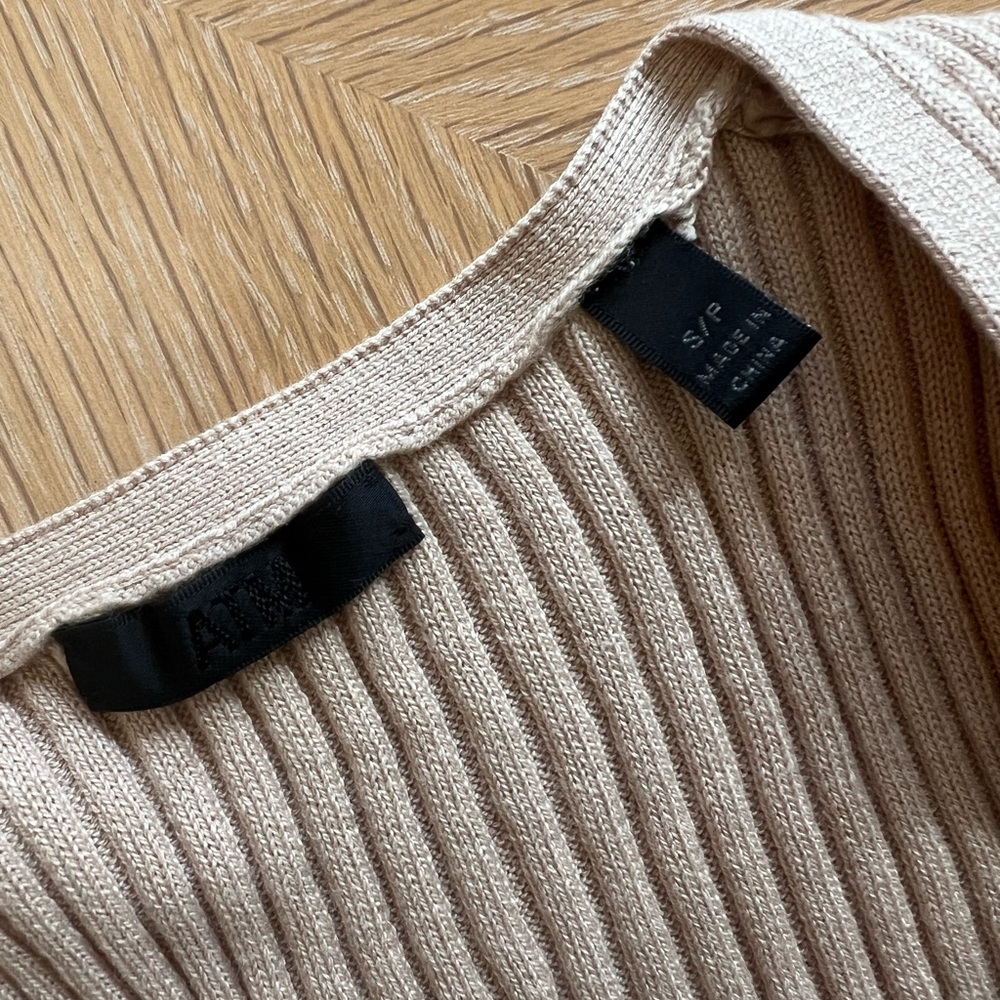 ATM Beige Ribbed Button-Up Women's Sweater - Picture 2 of 6